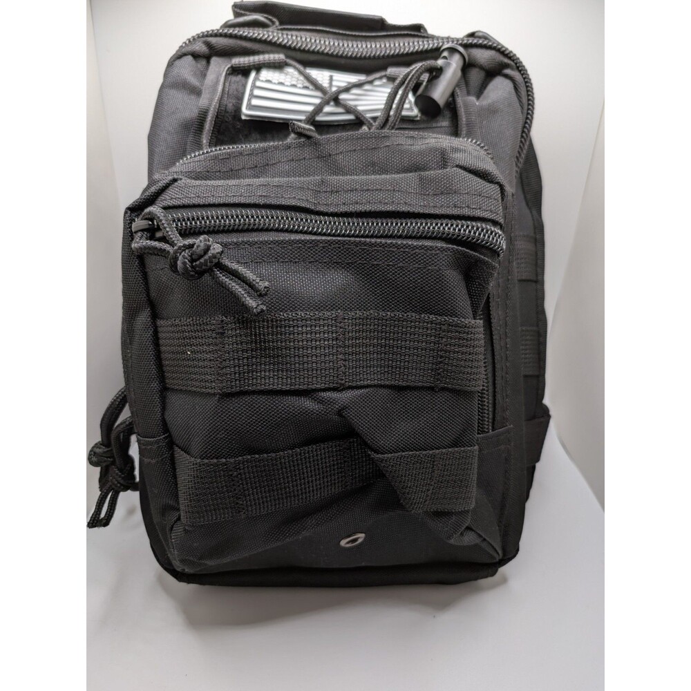 Rugged Tactical Carry Bag With Shoulder Strap And American Flag Emblem